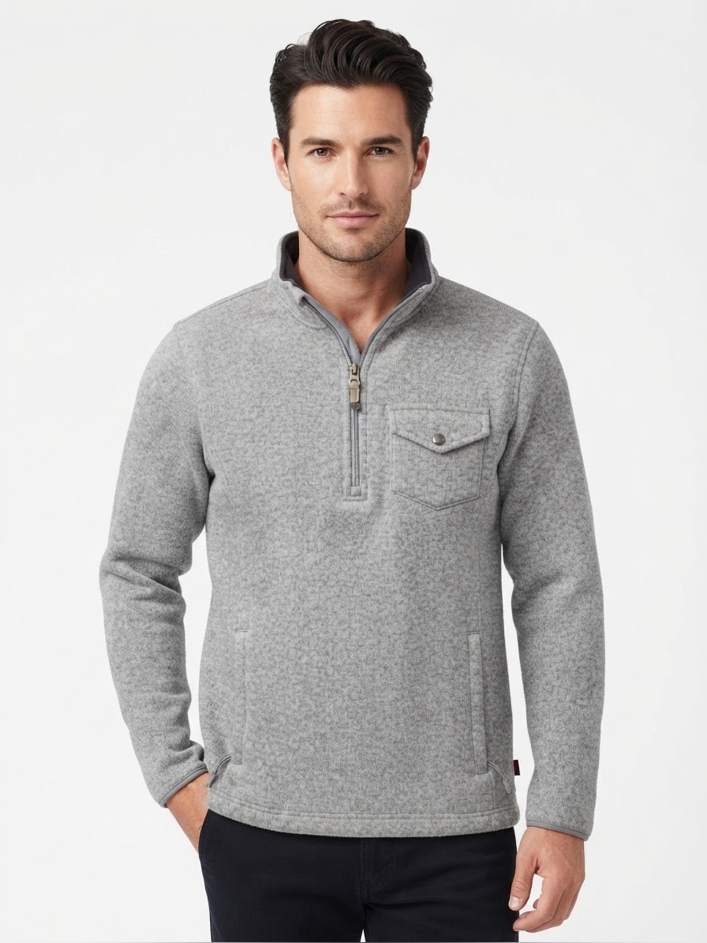Mountain Khakis Old Faithful Gray 1/4 Zip Sweater Knit Fleece Pullover Mens S
